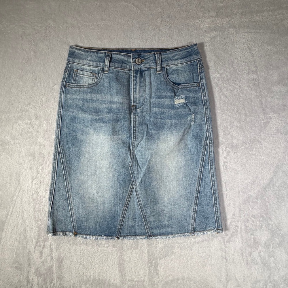 NWT American Eagle Kids Skirt Girls Size 12 10-11Y Blue Denim Distressed Mini